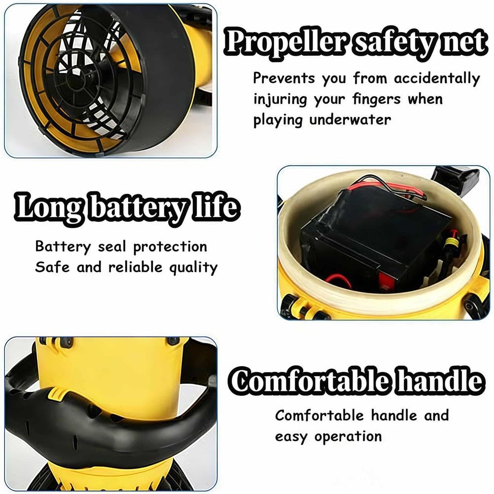 Scooter Submarino, propulsor de 500 W con batería de Larga duración para natación, Buceo, Snorkel, Deportes acuáticos, Aventuras en la Playa, Piscina y Actividades Marinas.