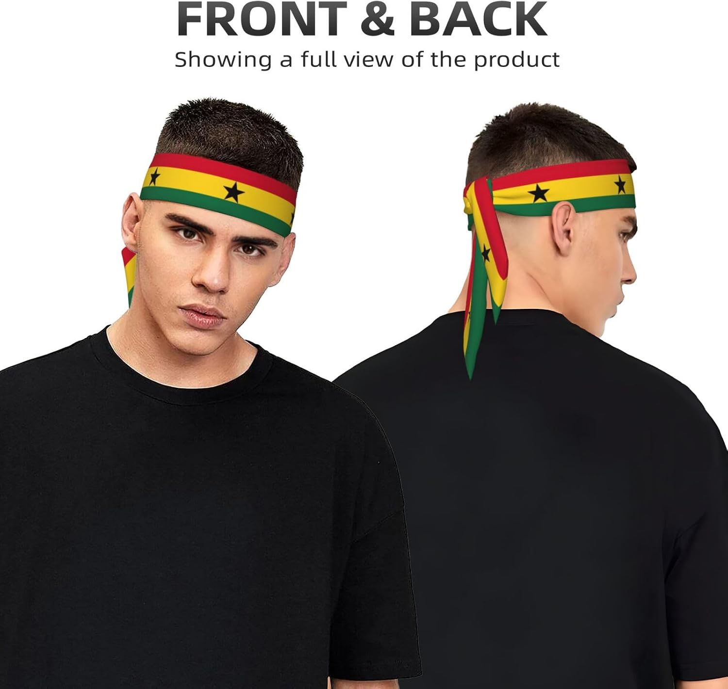 Flag of Ghana Print Sports Head Tie Sweatbands for Unisex Running Tennis Gym Outdoor Activities