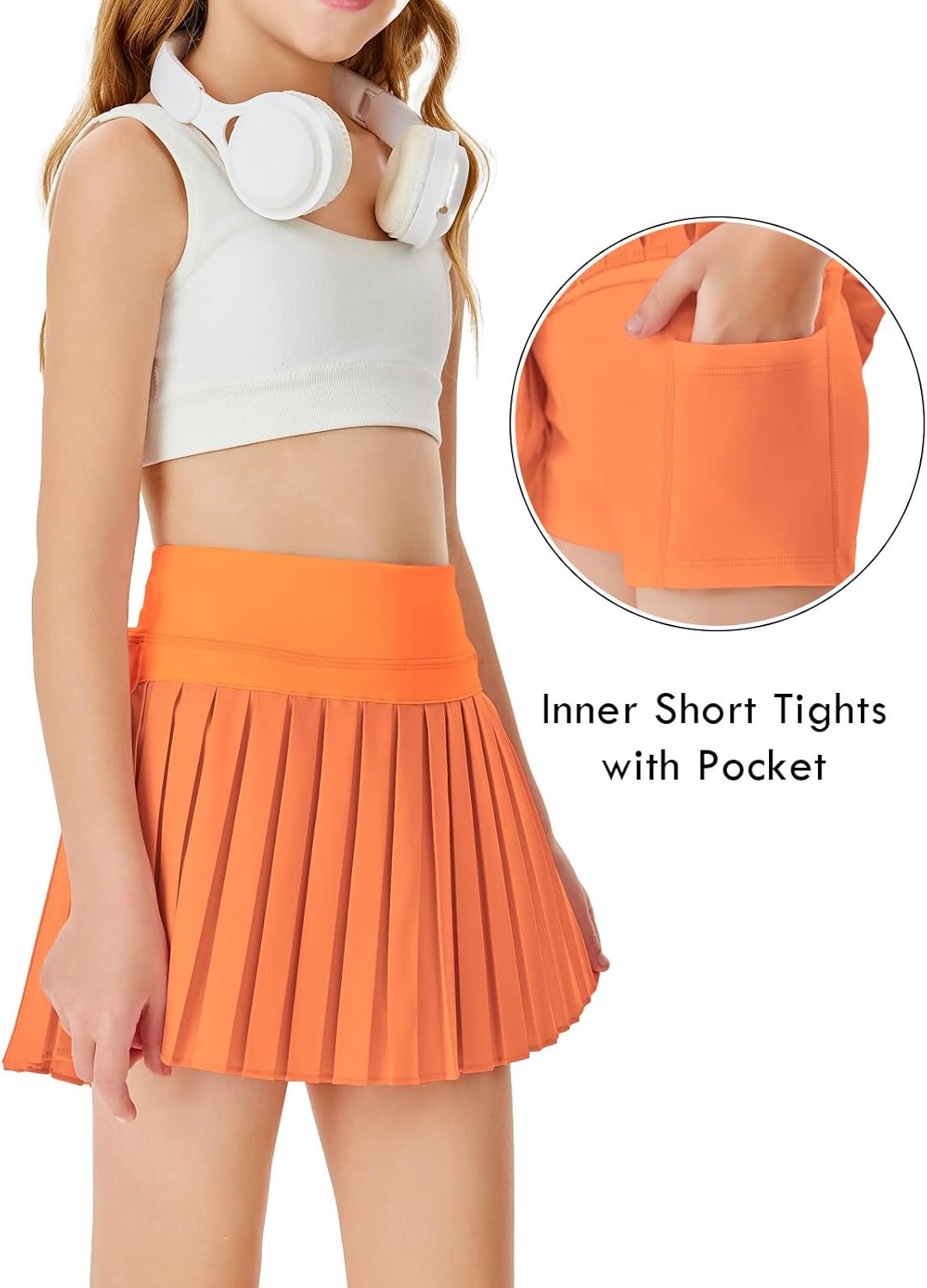 Haloumoning Girls Pleated Skirts with Shorts Athletic Tennis Skorts Sport Performance Skirt with Pockets 4-14 Years - Image 4