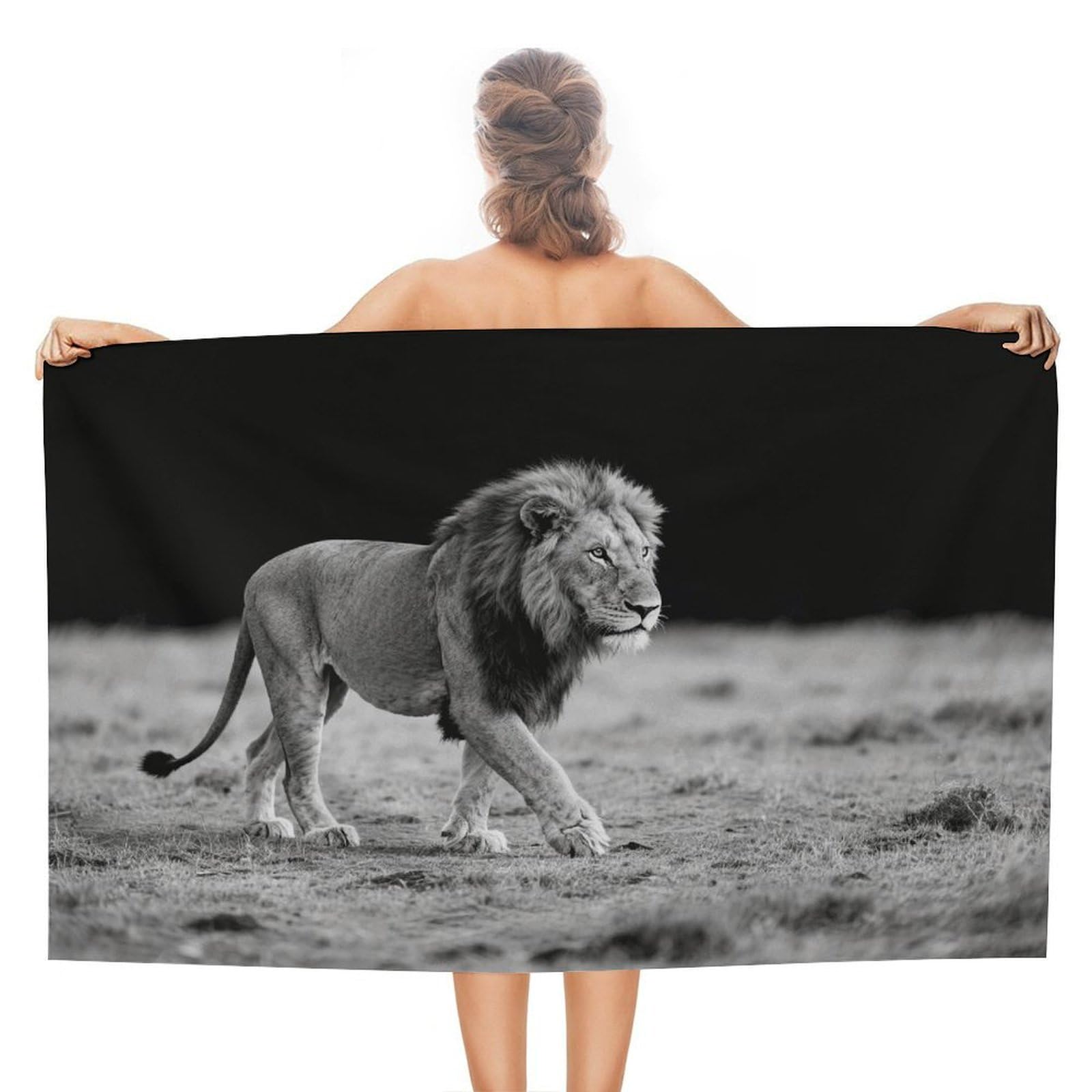 VstaDank Wild Animal Lion Beach Towel 51x31 Inch Oversized Soft Bath Towel Luxury Plush Thick Hotel Swim Pool Towels Super Quick Dry Travel Towels for Camping Gym Sports Yoga
