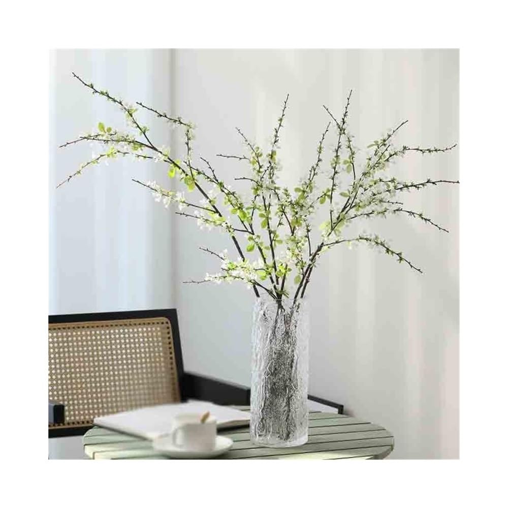 Gv8pA5fj7b Ready Arranged Flowers in Vase Transparent Glass Vase Simulation Flower Dining Table TV Cabinet Decoration Snow Willow Branches Home Furnishings