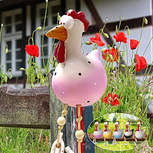 Garten Deko Huhn Aus Harz – Weiße Hühnerfigur Für Draußen, Wetterfest & Handbemalt, 1 Stück
