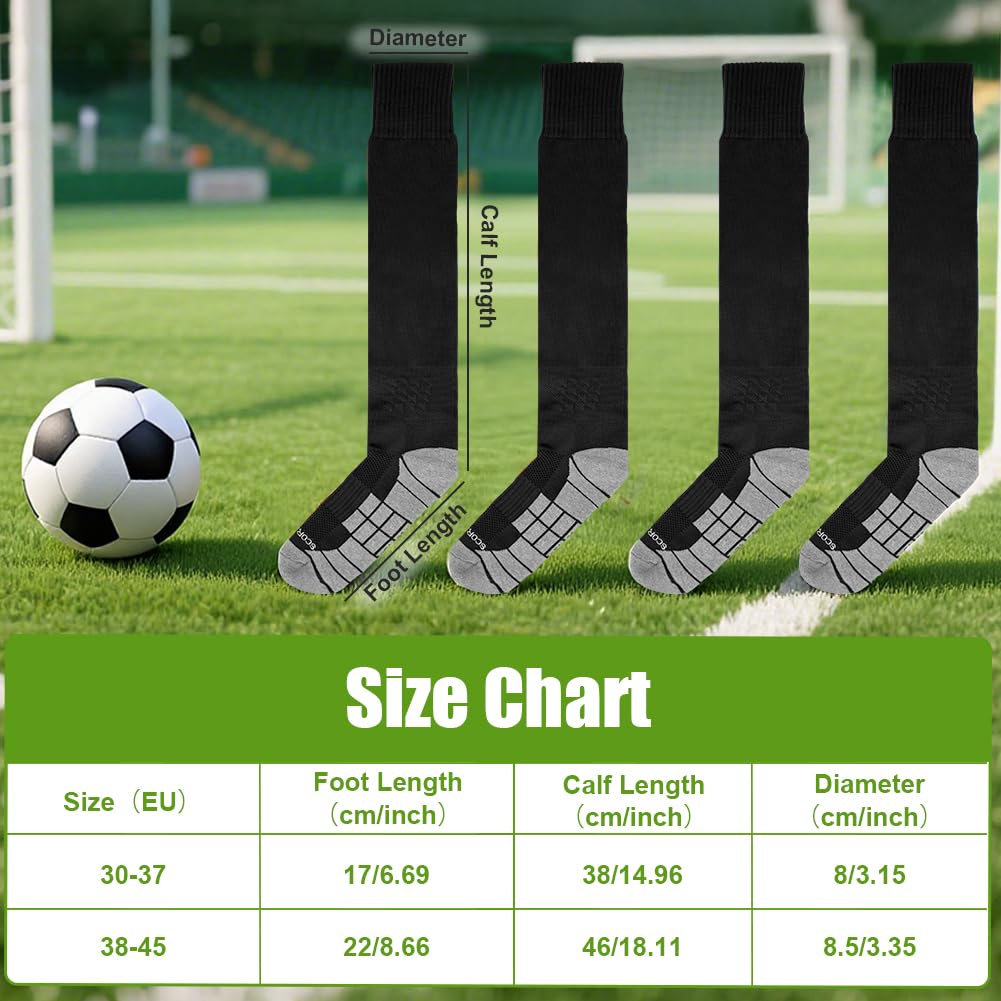 DiULi Calcetines de Futbol 2 Pares Medias Futbol Rojo y Azul Antipresion Compresion Socks Largos Deportivos