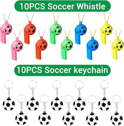 Miniatura 2 de YUJUN Juego de 112 piezas de recuerdos de fiesta de fútbol, juguete de fútbol, juguetes de fútbol, spinners, pulsera de silbato, tatuajes,