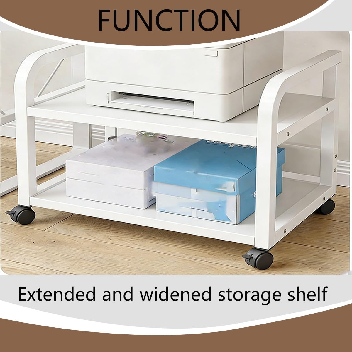 Porta Stampante con cassetto portaoggetti，Supporto per Monitor Accessori scrivania，Supporto Monitor sotto Scrivania ，per Ufficio e casa Ufficio e Scuola(Drawer)