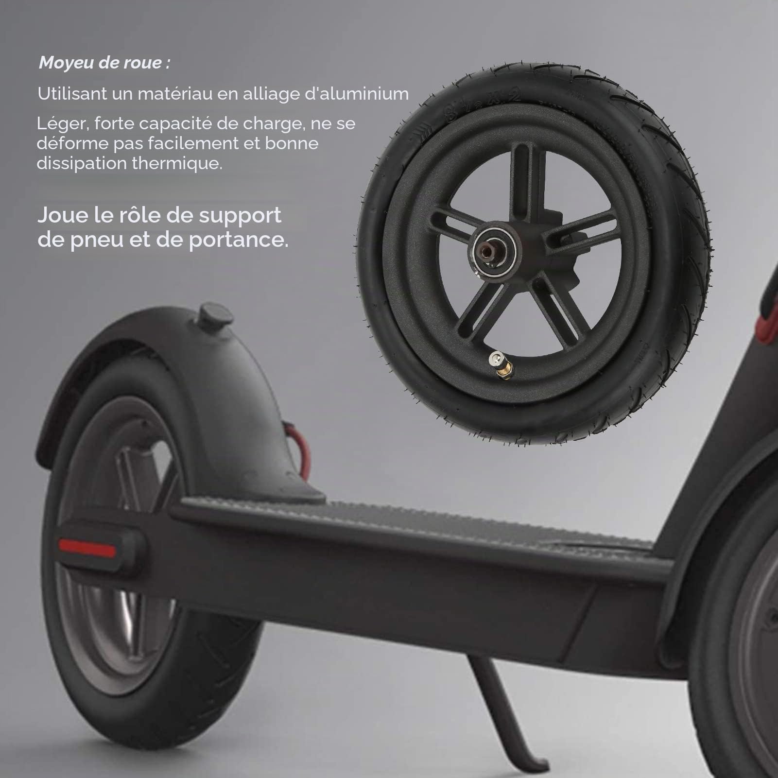 BuyWeek Roue Arrière de Trottinette Électrique pour Xiaomi M365 PRO/M365 PRO 2, Pneu Gonflable de Roues Arrière de Scooter Électrique de 8,5 Pouces avec Chambre à Air