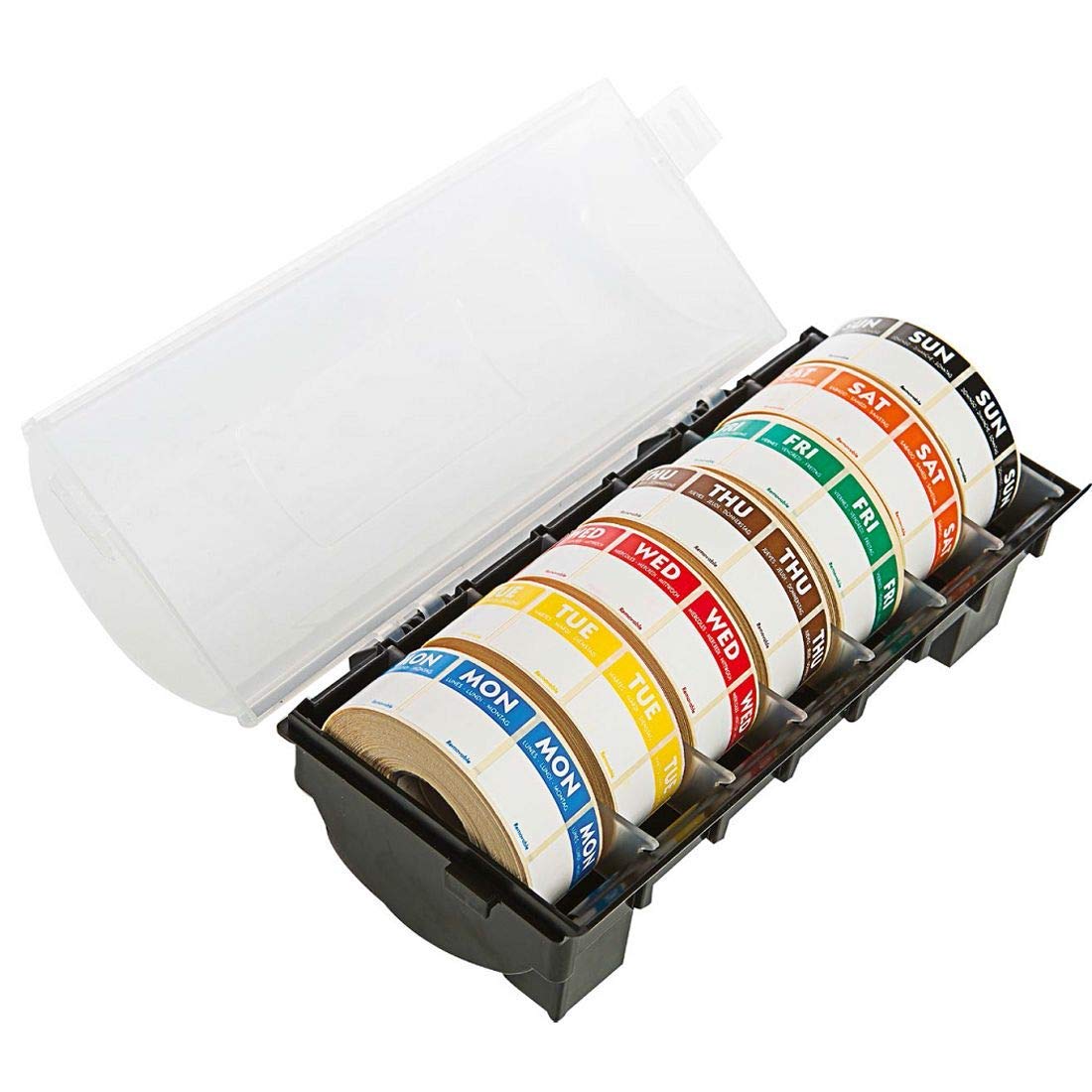 We Can Source It Ltd - Day Dot Food Label Dispenser with 7 Rolls of 1000 – 20mm Removable Safety Labels for Food Rotation – EHO Approved & Freezer Safe, Removable Adhesive