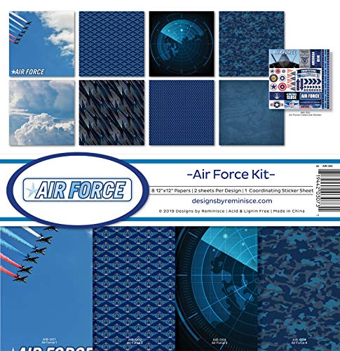 Reminisce Air Force Scrapbook Collection Kit, Multi Color Palette, 12x12 inches