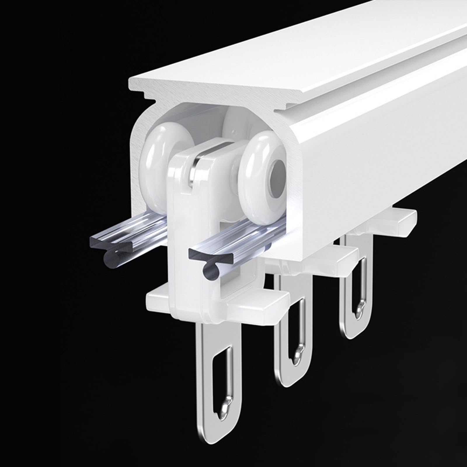 Système de rails de plafond pour rideaux et cloisons de séparation – 660 cm en aluminium blanc Ra et raccords lisses pour rideaux de salon et chambre à coucher pour améliorer l'espace et le style