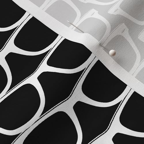 Miniatura 7 de Spoonflower Tela  Gafas de sol negras Nerd Geek Chic estilo retro de los años 80 a la moda blanca impresa en tela de algodón de Petal Signature by