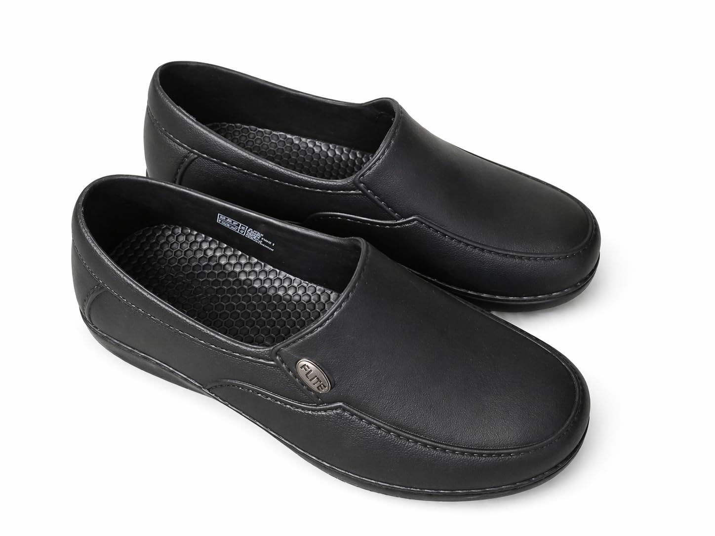 Black Slip-On Loafers for Men, Synthetic Upper with Non-Slip Rubber Sole, Honeycomb Insole, Casual Style (6)-image-0