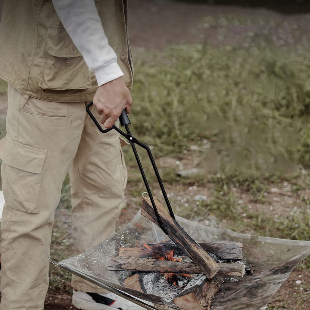 Pinza per Barbecue Esterno con Manico in Legno, Ferro Nero, Lunga