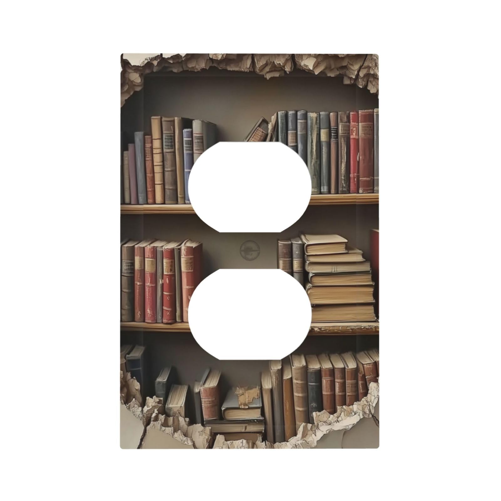 Myfsucce Bookshelf Wall Theme Light Switch Cover 1 Gang Single Duplex, Wall Plate Outlet Covers Electrical Plug Cover, Decorative Receptacle Switch