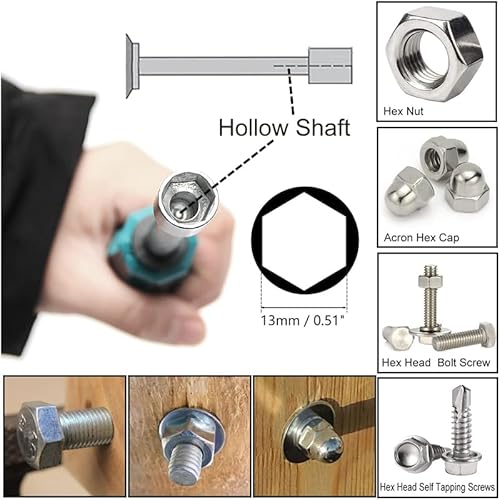 Mriuuod 13Mm Nut Driver, 6-Point Hex Nut Socket Driver Non-Magnetic Tip, 93Mm Hollow Shaft Nut Driver For Added High-Torque, Tight Spaces, Precise Tightening Bolts And Nuts #TOP3