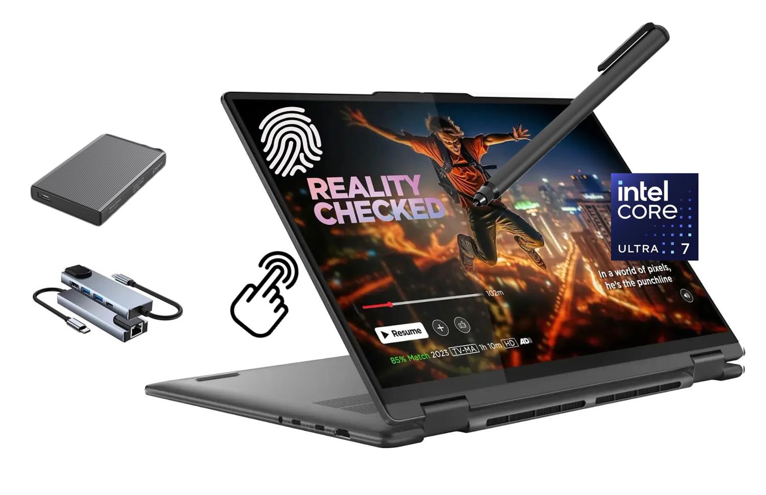 Lenovo 2025 Yoga 7i 2 in 1 Laptop Touchscreen|16" FHD+ 360 Foldable Touch Screen Convertible|Intel Core Ultra 7, 16GB DDR5 RAM 1TB SSD+512GB Portable SSD|Windows 11 Lifetime Office|Backlit|FP