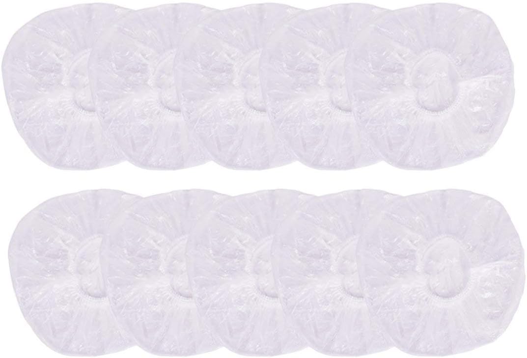 100PCS Disposable Shower Caps Plastic Clear Elastic Bath Cap Waterproof Hair Protector Cover Spa Salon Bath Hotel Protector Hat