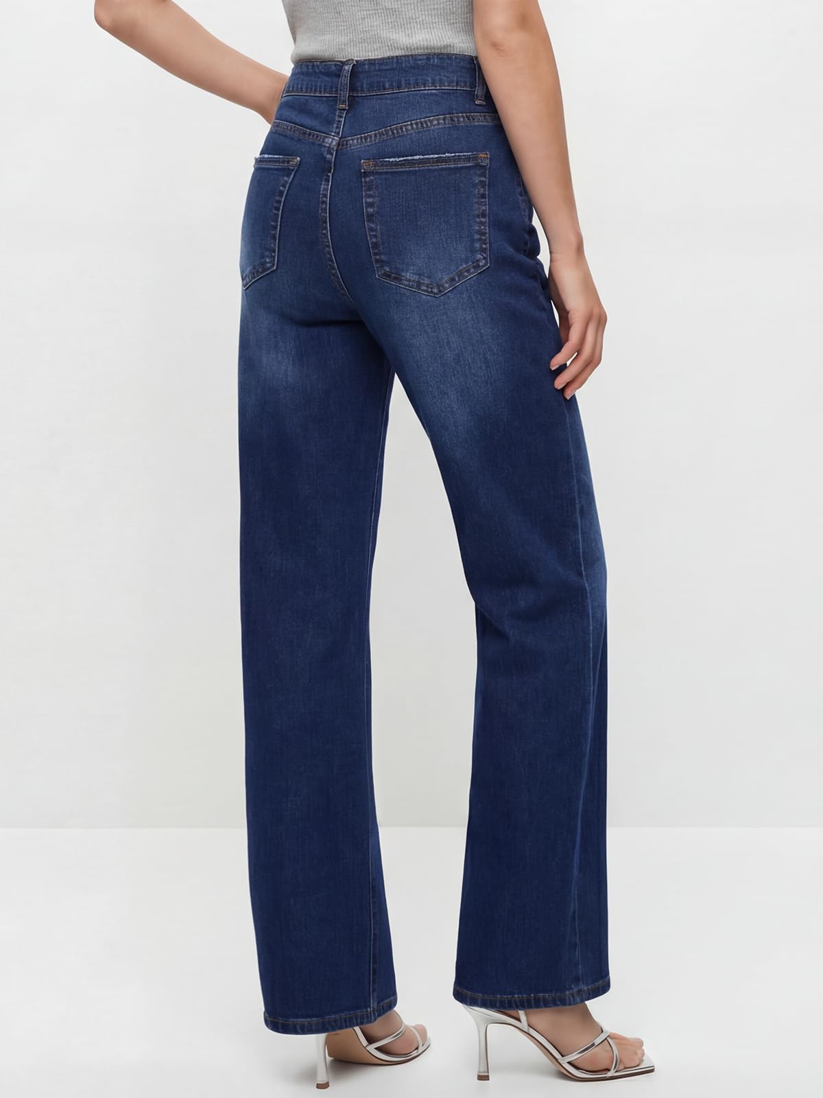 Vaqueros Mujer Cintura Alta - Elásticos de Ajuste Preciso, Pantalones Rectos de Mezclilla para Día a Día y Oficina