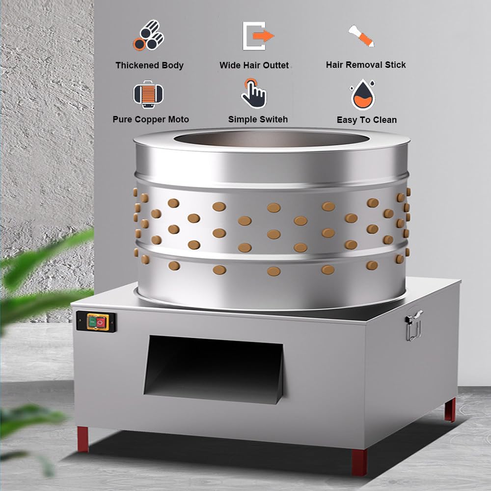 Automatyczna Maszyna Do Depilacji Zwierząt Gospodarskich,Średnica Bębna 65/80Cm,Szybki Obrót 360°,Stal Nierdzewna,Automatyczny Zraszacz,2200W,1400Obr./Min,Do Skubania Kurczaków I Kaczek 65CM