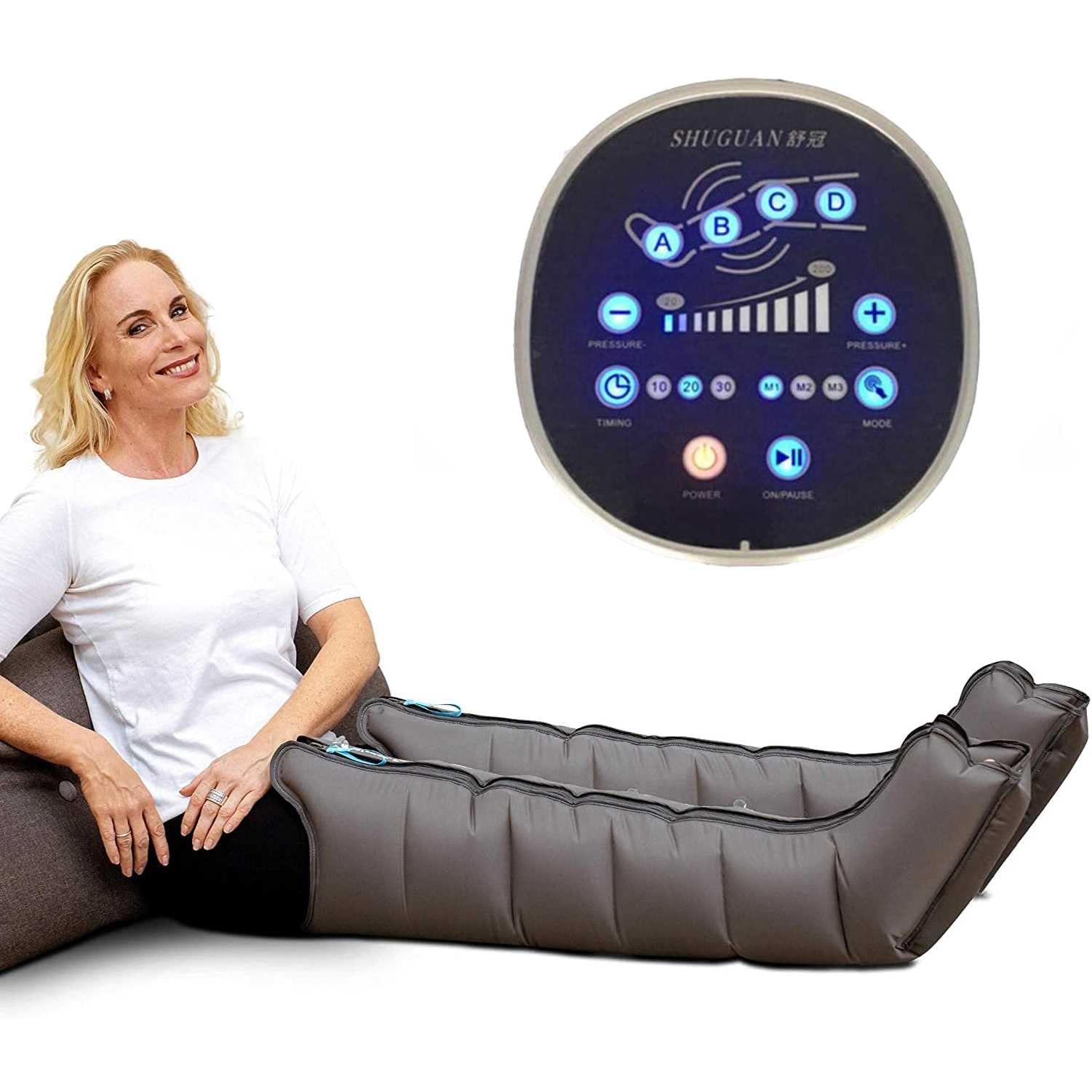 Pressoterapia compressore d'aria massaggiatore piedi e gambe – Macchina sanitaria portatile con 4 camere di cavità per alleviare il dolore muscolare – braccia vita compressione stivali