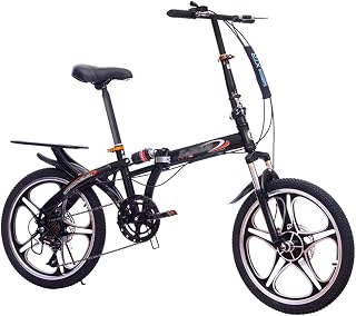 YYSD Folding Bike, 6 Speed Portable Outdoor Travel Bikes, Shock Absorption and Dual Disc Brake Bike for Adult Student (16/20 Inch)