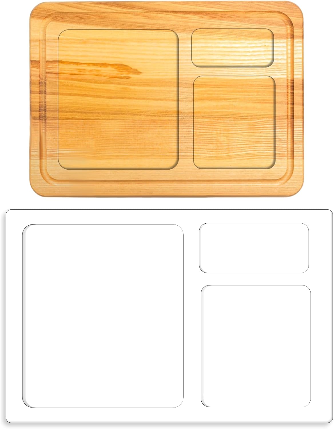 3 Pocket Valet Tray Router Templates, Router Templates for Woodworking, Rectangle Clear Acrylic Routers Template, Transparent Routers Inlay Template for Student Painting Supplies and Craft Projects