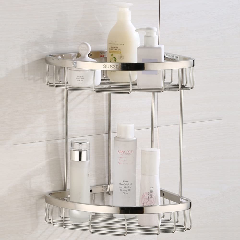 Estante de almacenamiento para baño montado en la pared Cesta triangular multifuncional Cesta de ducha de esquina SUS 304 Soporte de esquina de baño de acero inoxidable Estante de baño de esquina para