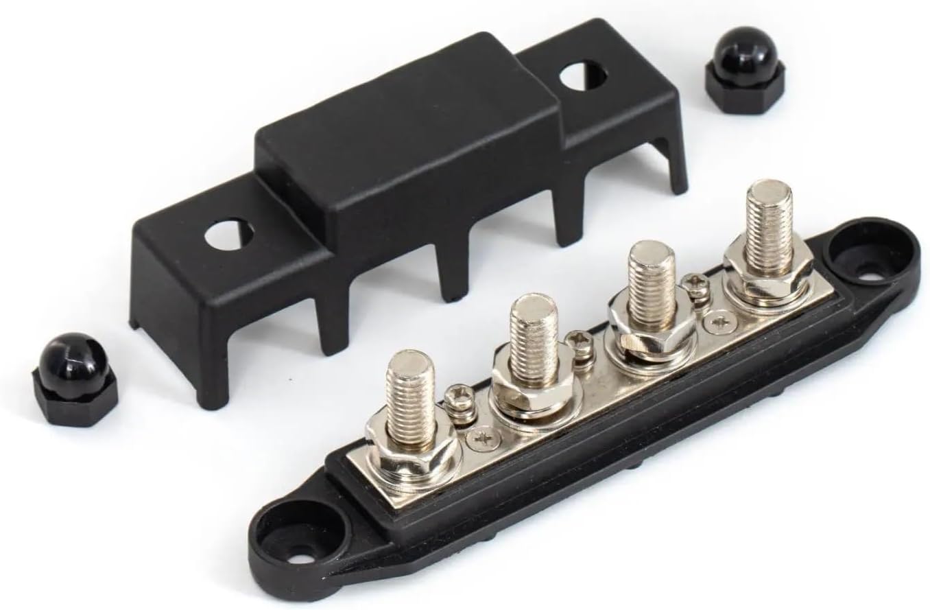 12V Power Distribution Block Bus Bar Terminal Block with Cover M8 M10 High Current Terminal Studs for Truck Boat Car Camper RV Be Applicable(M10 Red Black)