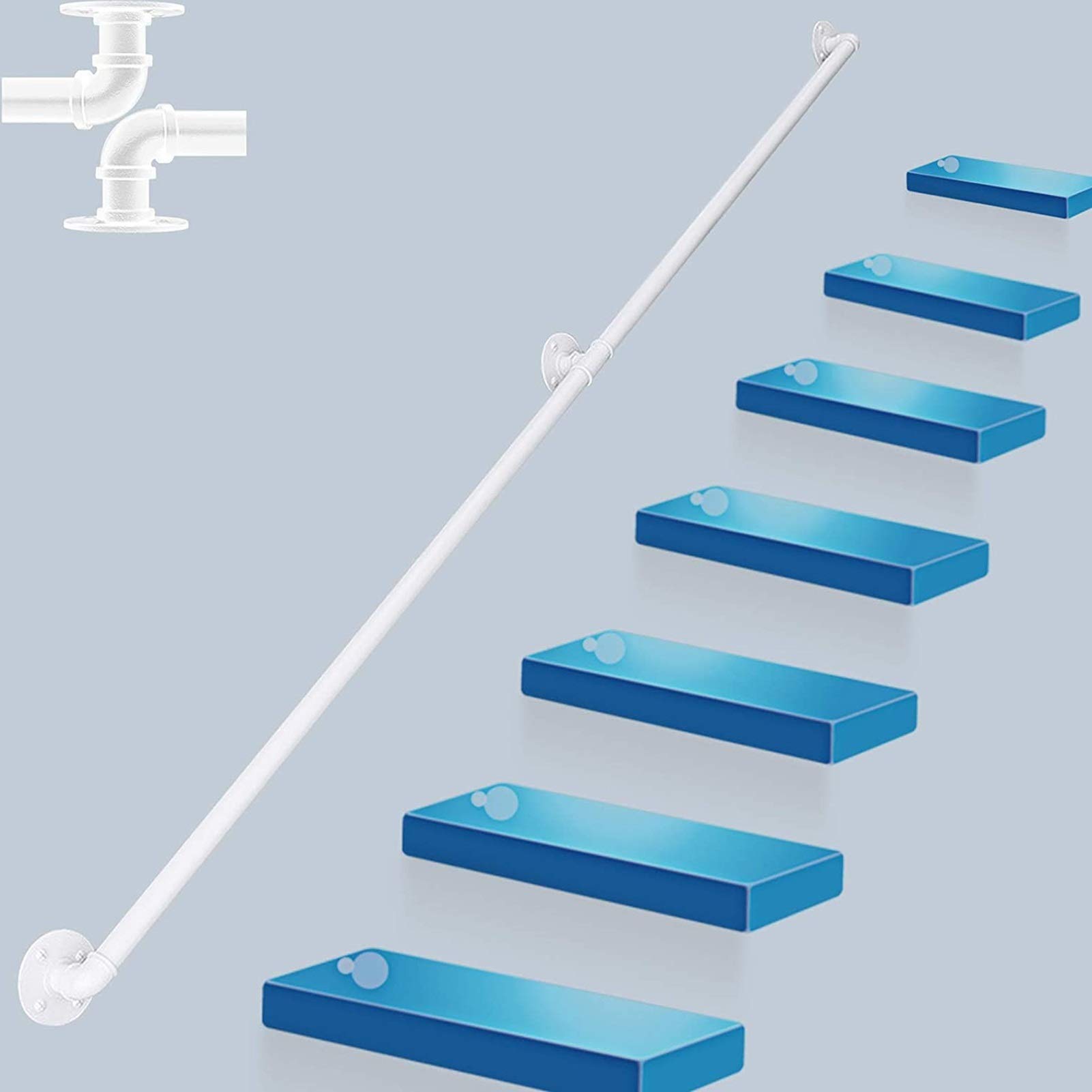 Rampe d'escalier blanche en kit complet pour mur intérieur et extérieur