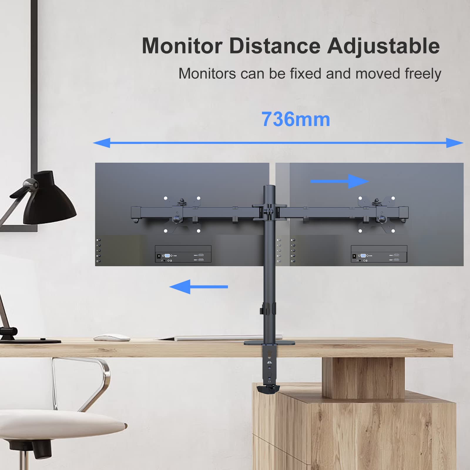 Support Double Écran Suptek 13-27 Pouces - Bras Réglable VESA 75/100mm - Charge 10kg Par Bras