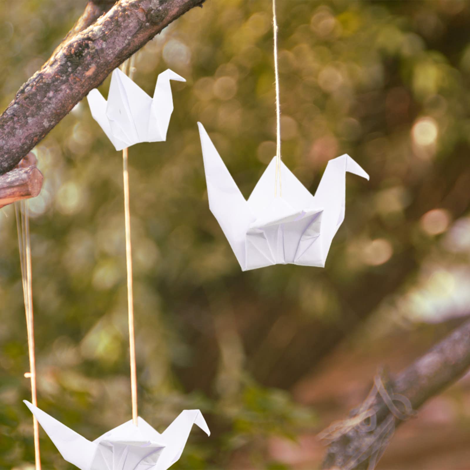 WANDIC Gru di carta origami, 10 corde fatte a mano piegate per origami di carta per origami ghirlanda per feste di nozze sfondo decorazione della casa, bianco, 100 pezzi