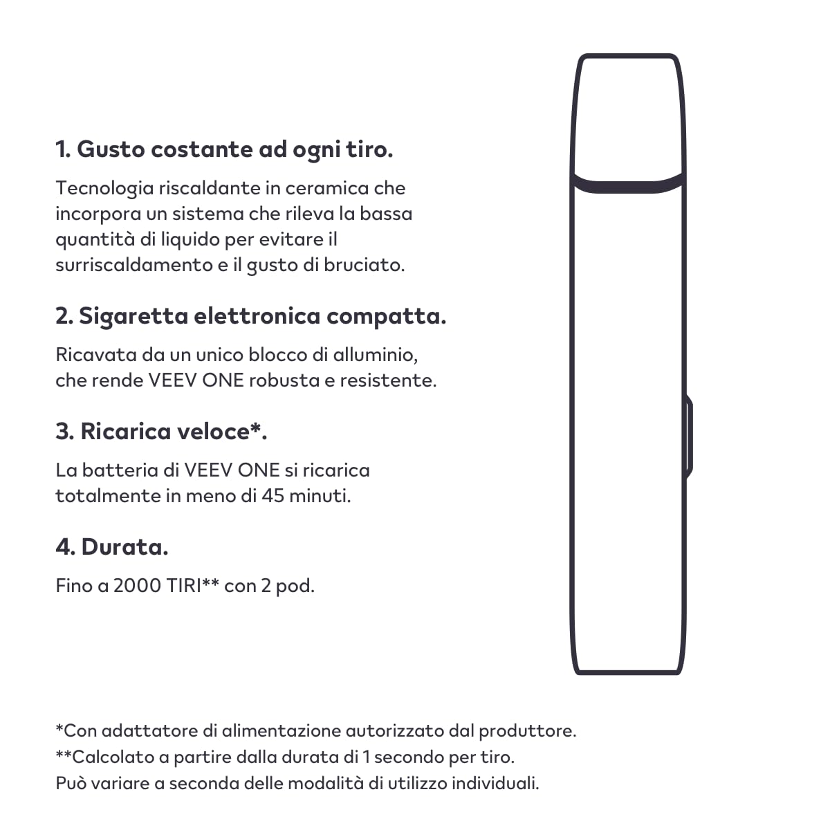 VEEV ONE - Closed System Electronic Cigarette | 450 mAh - Power 6.5 W -  Purple Colour