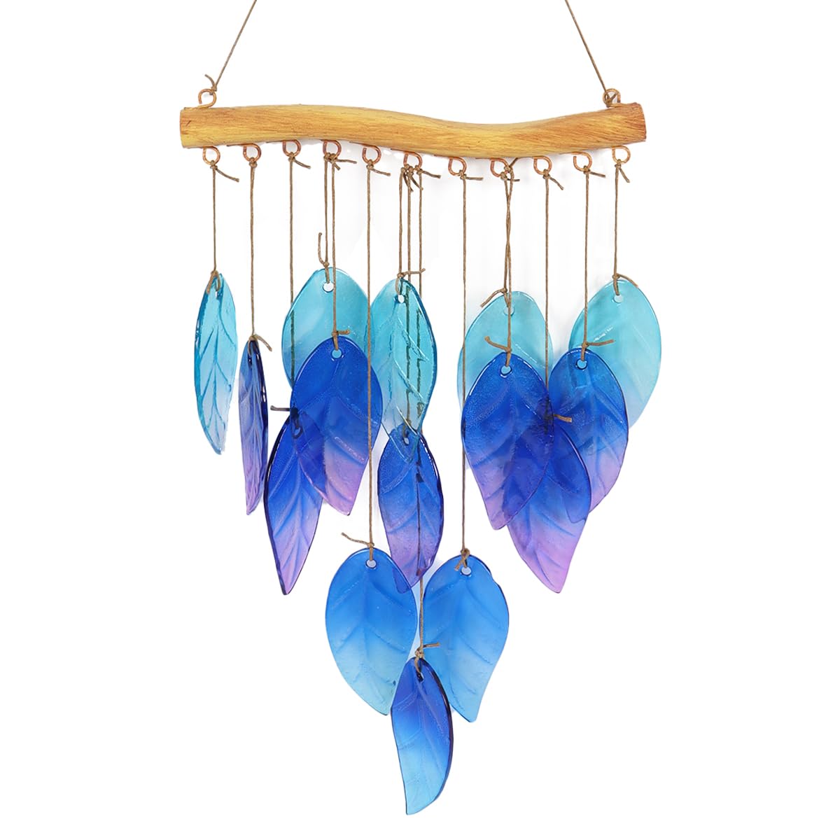 Ludom Colored Glass Leaf Style Wind Chime,Indoor Outdoor Hanging Decor for Windows, Patio,Backyard Decor