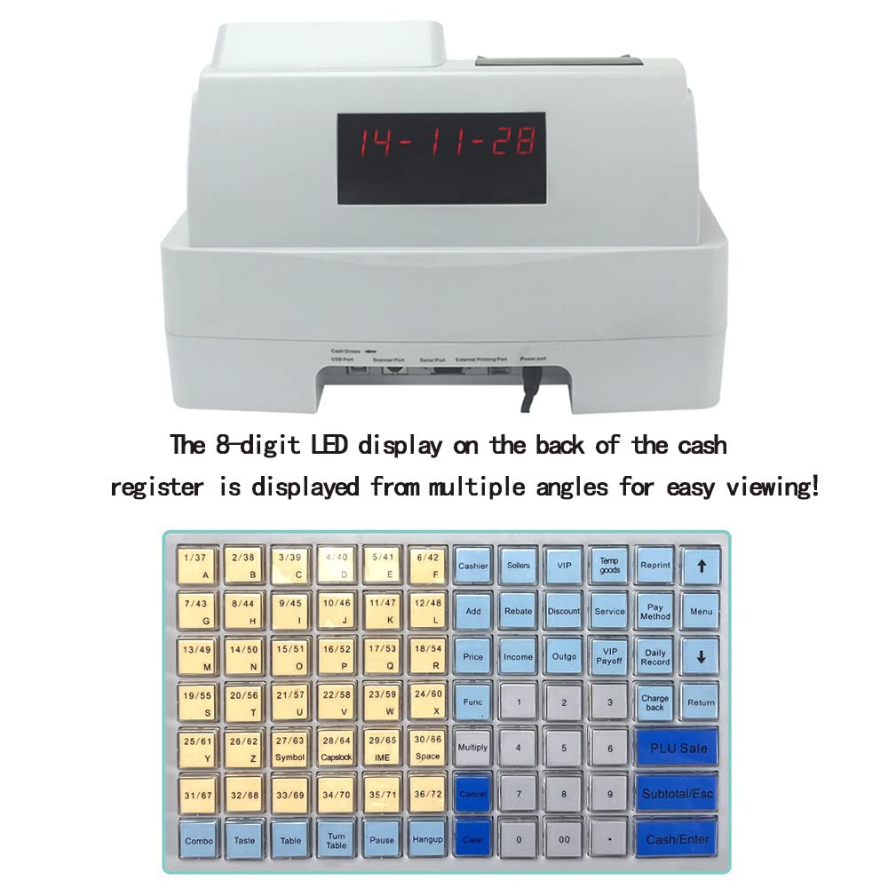 Caisse Enregistreuse Avec Caisse Et Imprimante Thermique, Caisse Enregistreuse Multifonction, Idéale Pour Le Commerce De Détail Ou L'hôtellerie, Facile à Installer Et à Utiliser,cashregister