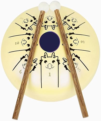 Miniatura 10 de Mini tambor de lengua de acero de 5.5 pulgadas, 8 notas C, tambor de mano de tecla C, tambor de tanque con patrón del zodiaco chino, instrumento de