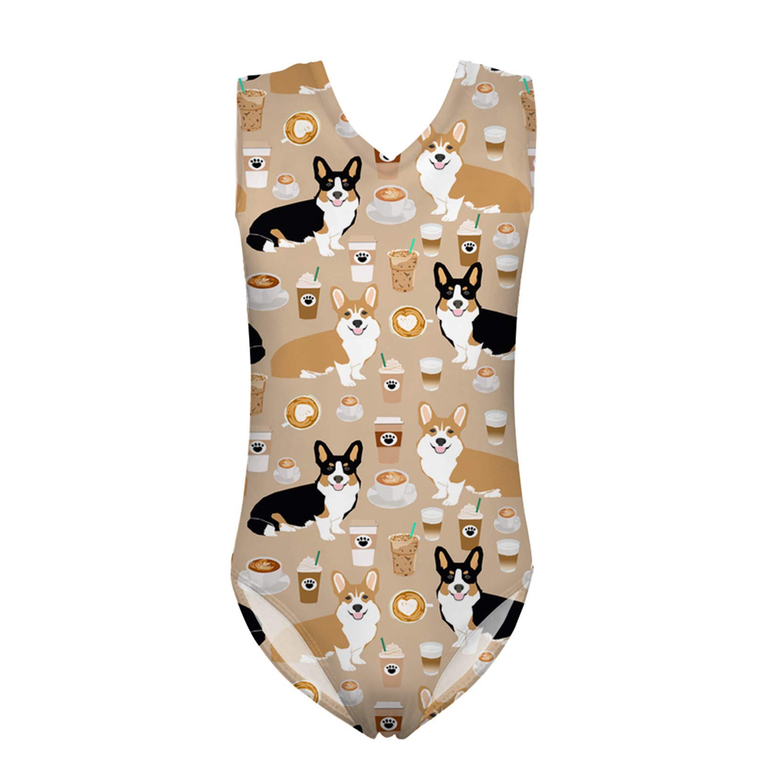 ELEQIN One Piece Girl Sleeveless Gymnastics Leotard 3D Animal Pattern Swimsuit Size 5-14