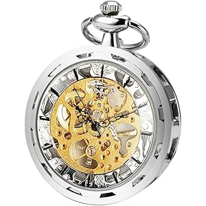 SIBOSUN Mechanical Pocket Watch for Men Pocket Watch with Chain Steampunk Skeleton Antique Men Women Pocket Watches