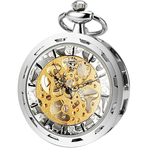 SIBOSUN Mechanical Pocket Watch for Men Pocket Watch with Chain Steampunk Skeleton Antique Men Women Pocket Watches