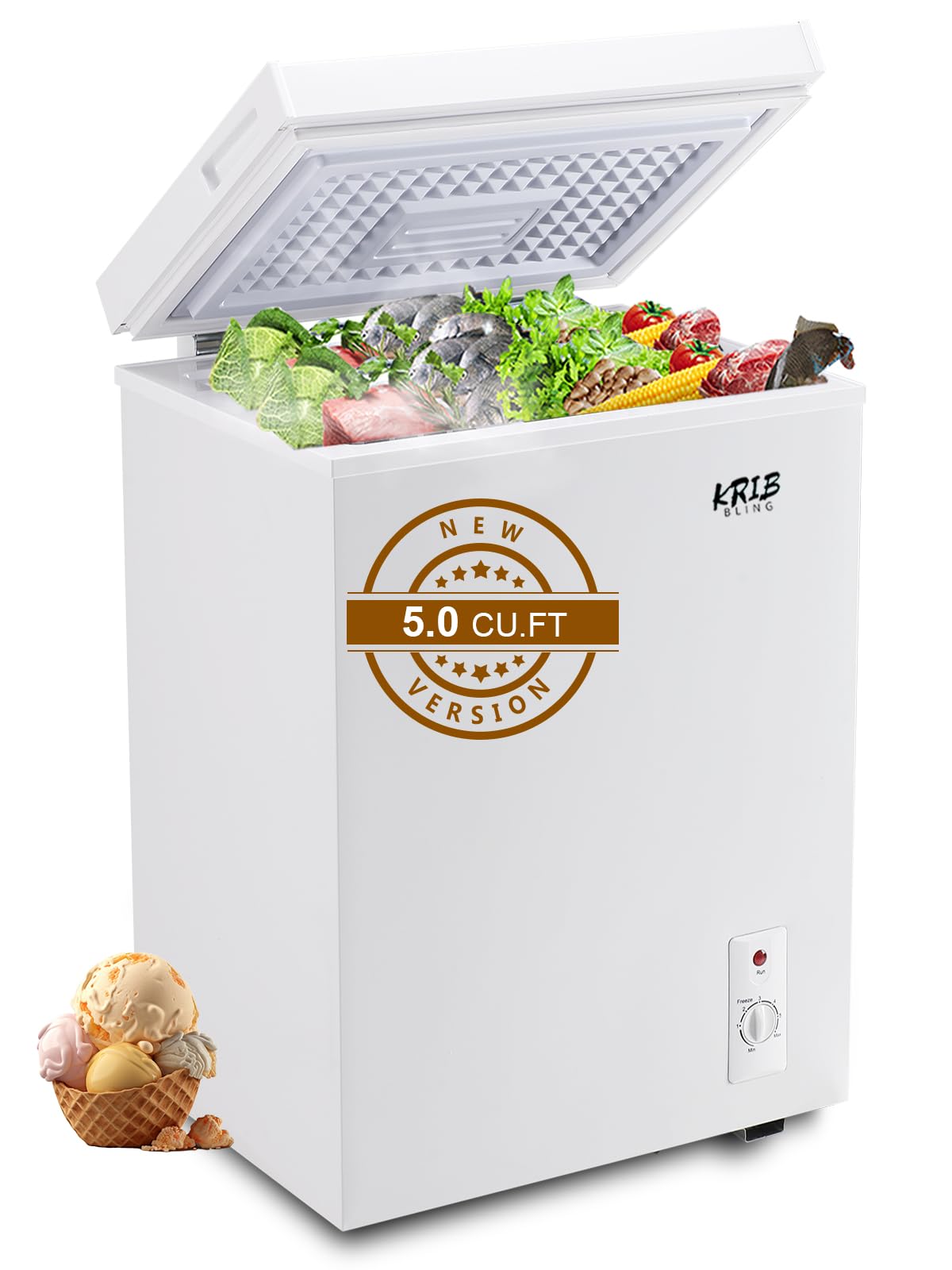 KRIB BLING KB03 FLG-80Q-WHITE 5.0-4 5 cu ft Chest Freezer White
