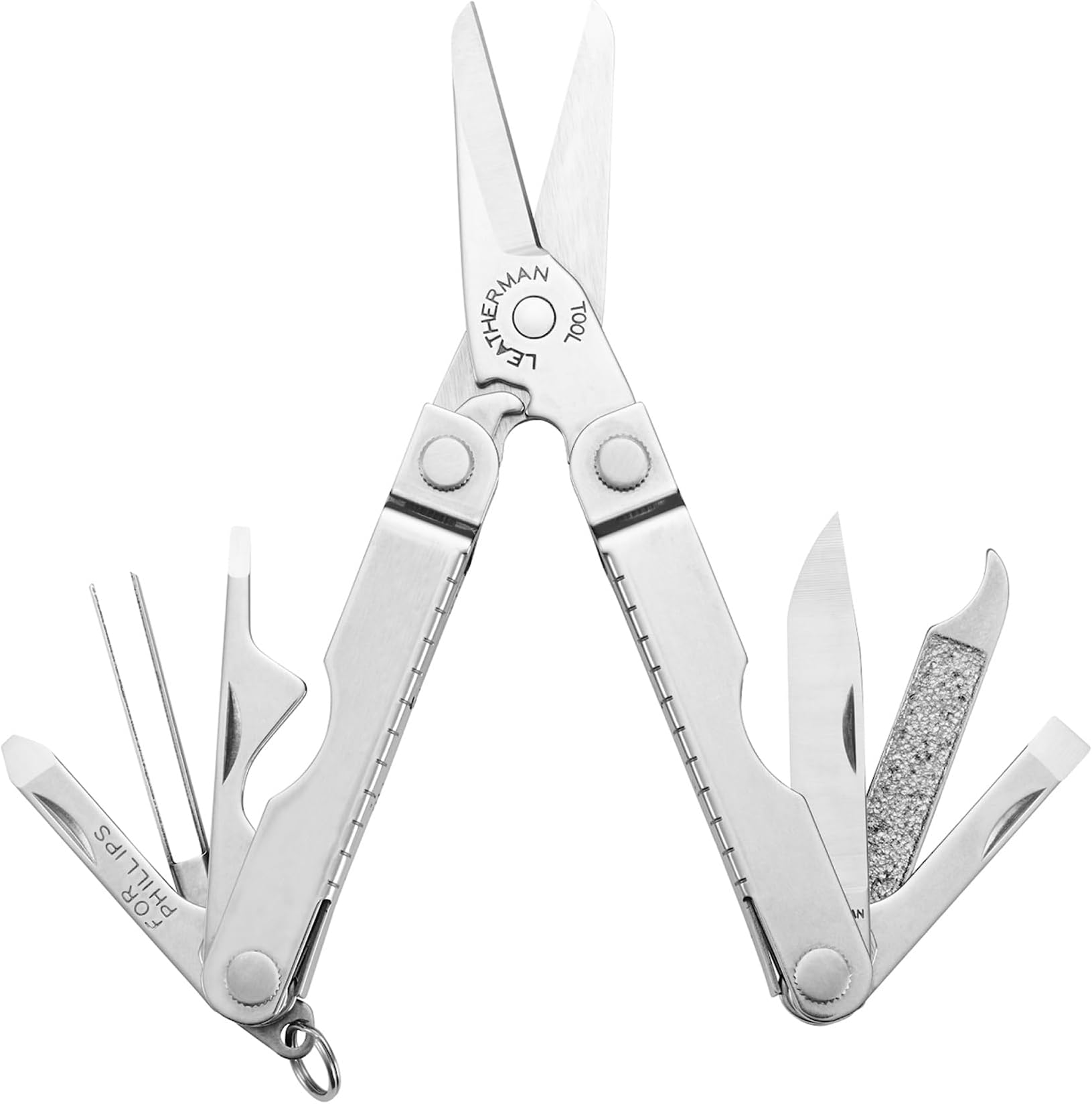 Micra - Stainless Steel Keyring Multi-Tool with Scissors & 9 Tools, Stainless Steel