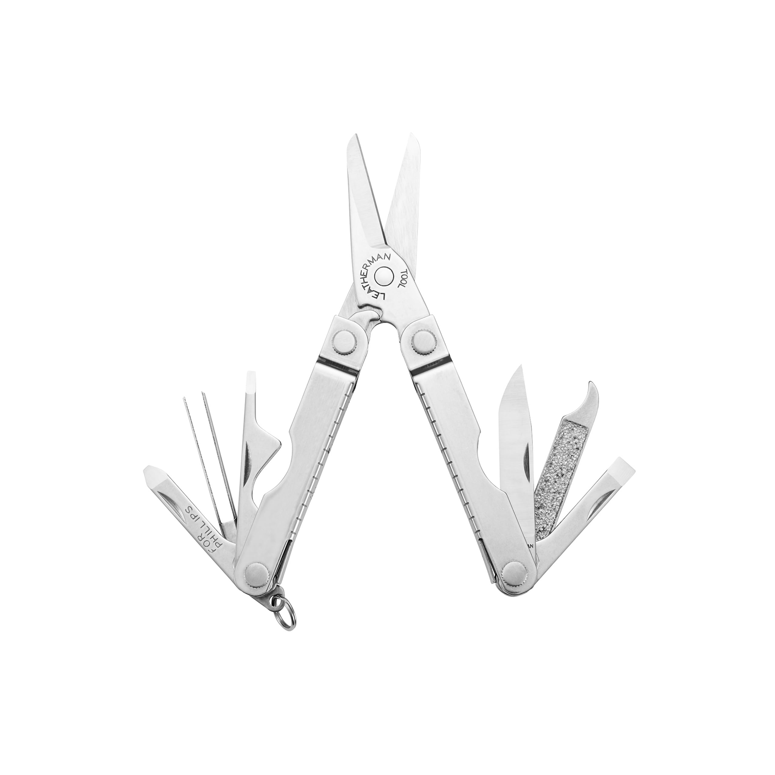 Micra - Stainless Steel Keyring Multi-Tool with Scissors & 9 Tools, Stainless Steel