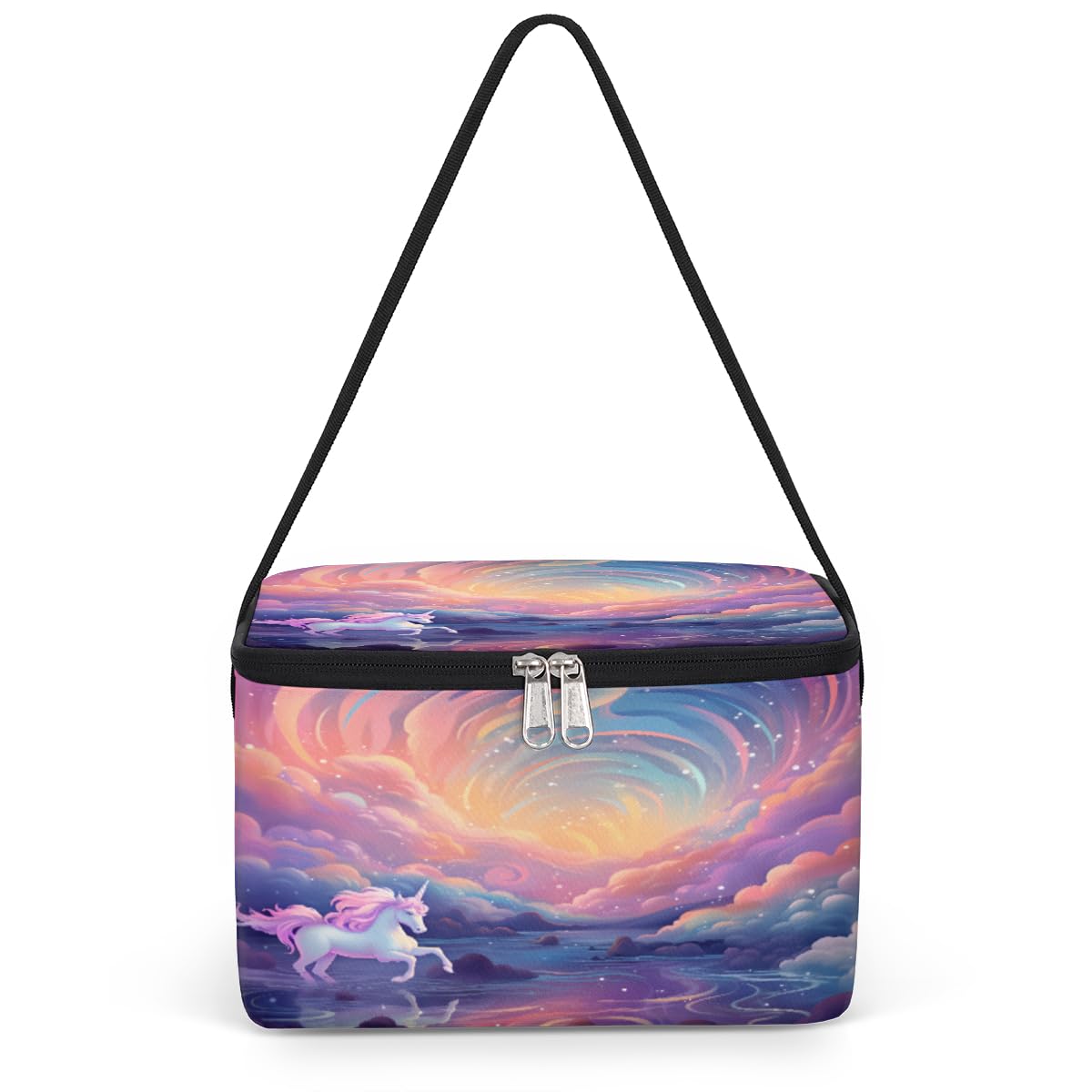 GzLeyigou Unicorn in Fairyland Lunch Bags for Women Men 9 Cans, Hot & Cold Food Delivery Bag Insulated Grocery Bag Insulated Lunch Box Colorful Cloud Cooler Bag for Office Work Picnic Beach