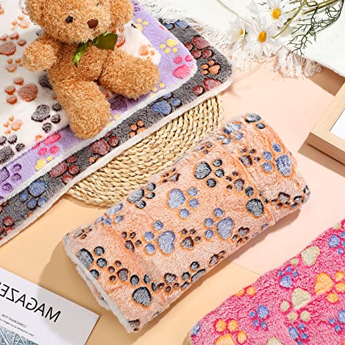 5 Pcs Guinea Pig Bed Mat Cute Cats Paw Print Blanket Bed For Small Animal Winter Soft Plush Bunny Dog Cat Bed Thickened Washable Reversible Fleece Crate Bed Mat Hamster Bedding (21 X 14 Inch) #TOP6