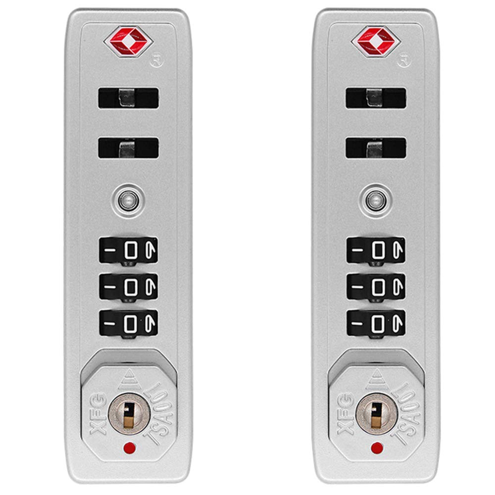 Mnuvxzaewf Silvery Combination Lock,Travel, Set Of A Pair S052# Password Lock Replacement Suitcases/Luggage For Suitcase Pull Rod(Silvery)