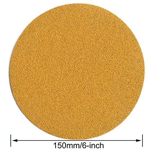 Image of 6-Inch No-Hole Hook and Loop Sanding Discs 60-Grit, Random Orbital Sandpaper for Automotive and Woodworking, 100-Pack