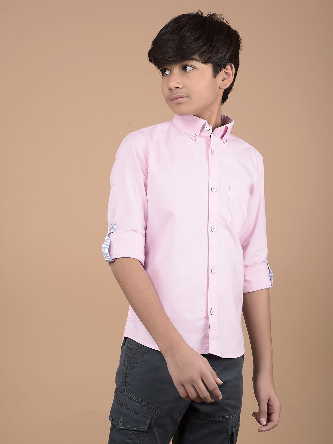 Crimsoune Club Boy's Pink Button Down Collar 100% Cotton Shirt (5-6Y) 1