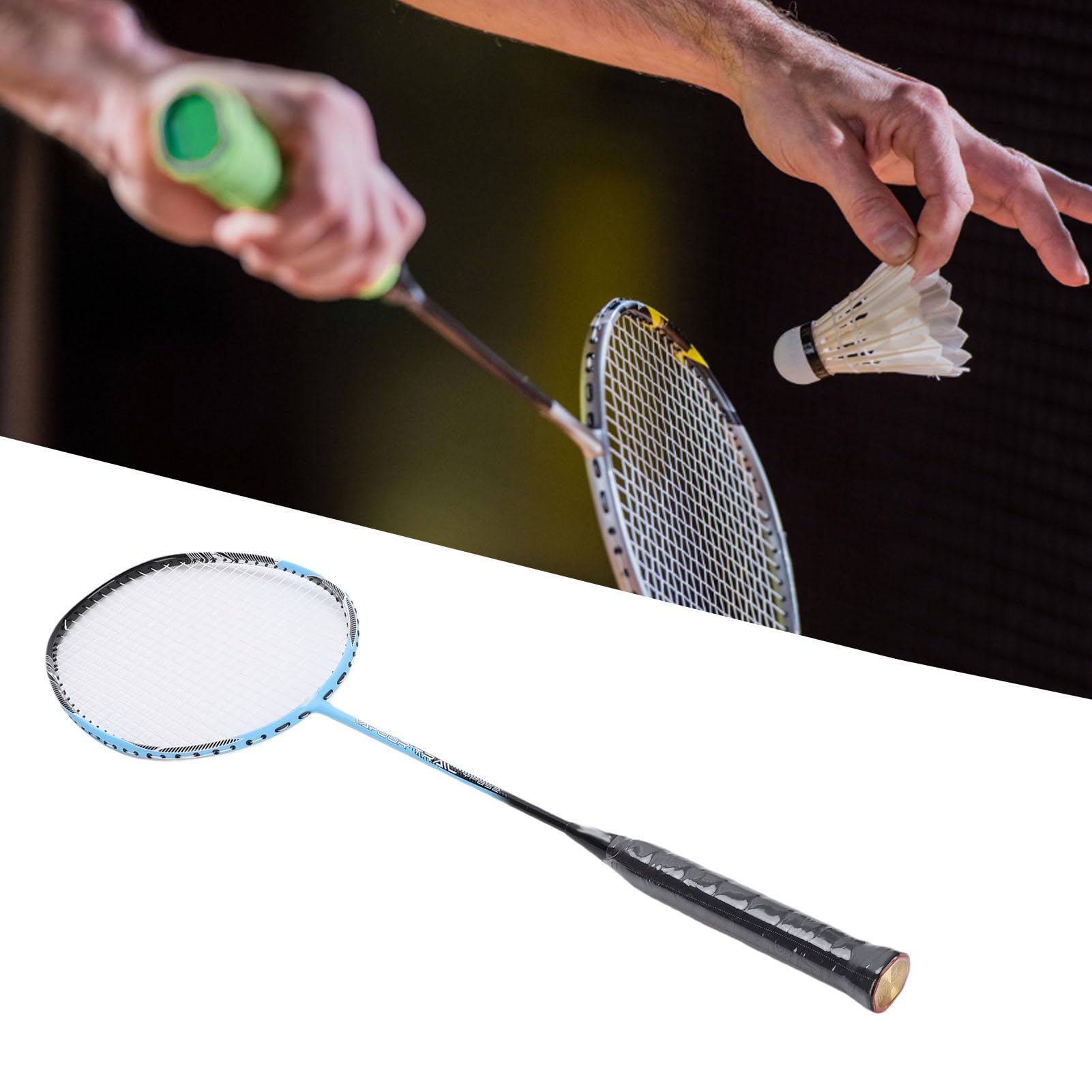 Racchette da badminton SustVita interamente in fibra di carbonio con 3 volani per il gioco ricreativo e l'allenamento con un giunto a T stabile per una maggiore durata Set da 2