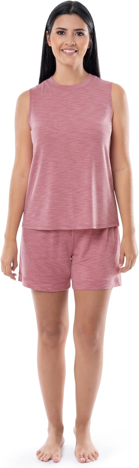 Fruit of the Loom womens Breathable Tank Top and Short 2 Piece Sleep Set