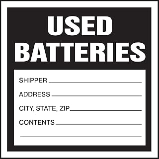 Accuform MHZW32PSC Adhesive Coated Hazardous Waste Label, Legend "Used Batteries", Paper, 4" x 4", Black on White (Pack of 100)