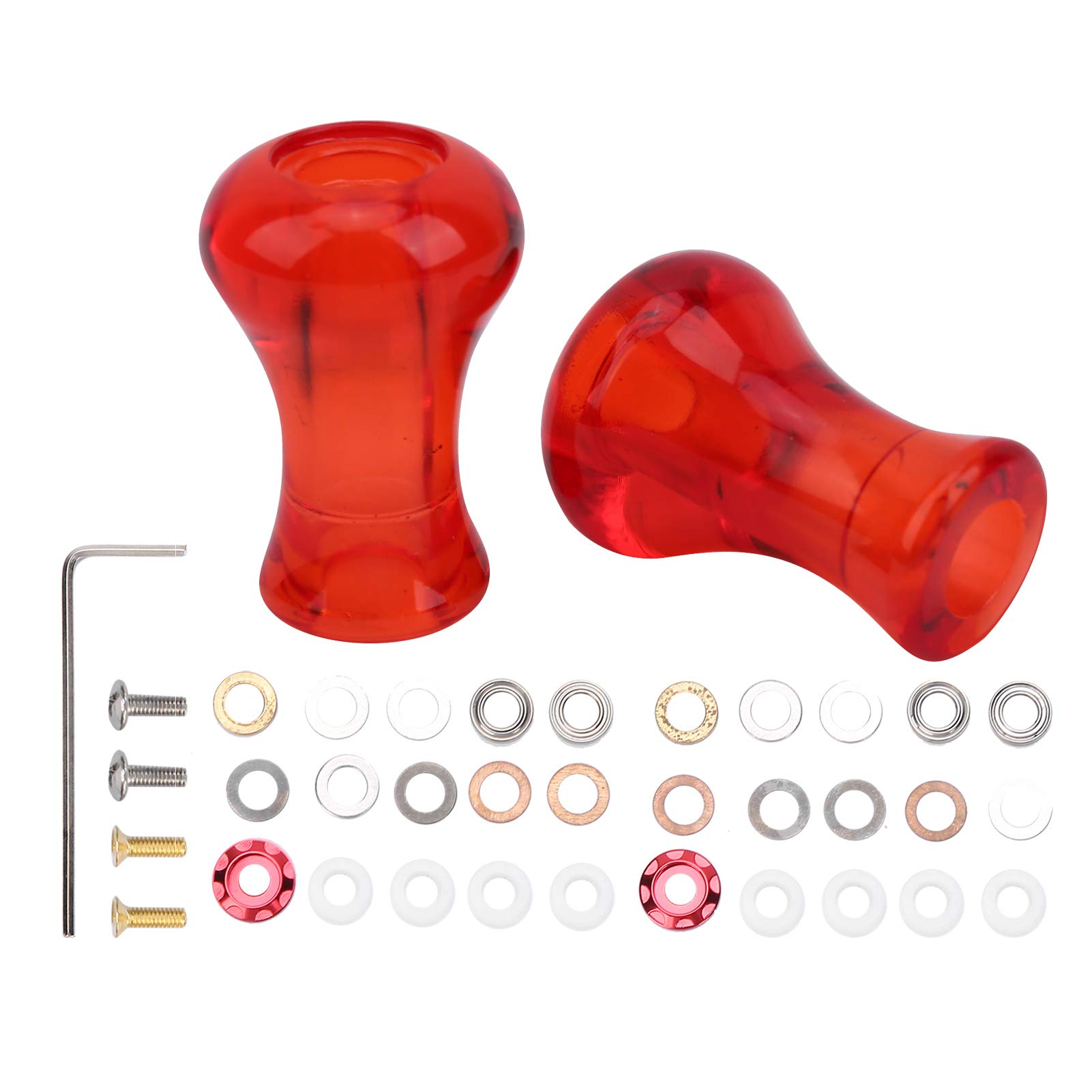 Bouton de poignée de Moulinet de pêche, Paquet de 2 Boutons de Remplacement en Plastique Rouge avec Outils pour moulinets à Profil Bas et rotatifs, Accessoires de Mise à ni