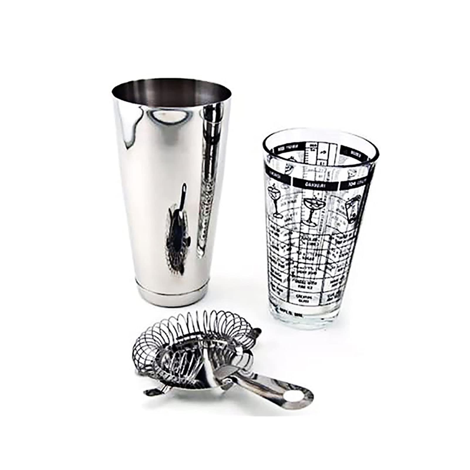 Shaker Cocktail 3PCS Cocktail Shaker Set Set Boston Shaker Silver Glass Mesure Bartman Kit avec Filtre Accueil 700/40 0ML Outil d'accessoires de Bar Set à Cocktail (Color : 3Pcs)